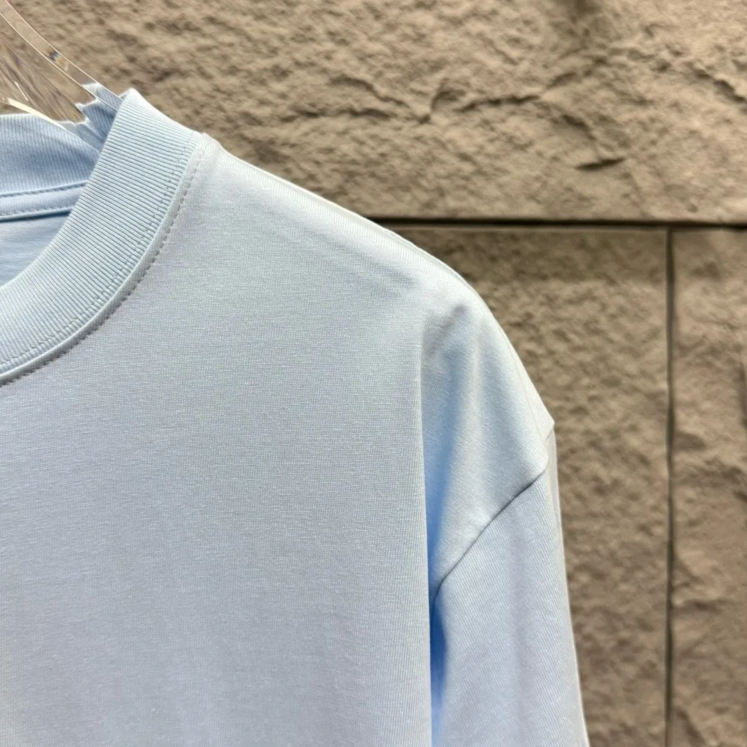 🅿️180 Polo* Ralph Lauren 2025 spring and summer new style Classic pony embroidery Customized double yarn plain cotton fabric Short-sleeved T-shirt Uniform for men and women Color: black white light pink light blue Size: S (90-130 pounds) M (120-150 pounds) L (140-165 pounds) XL (160-180 pounds) XXL (180-210 pounds)